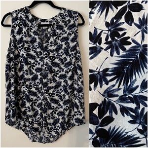 Liz Claiborne Sleeveless Palm Print Top Sz XL